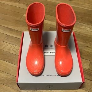 HUNTER lava red rain boots size US 12 kids